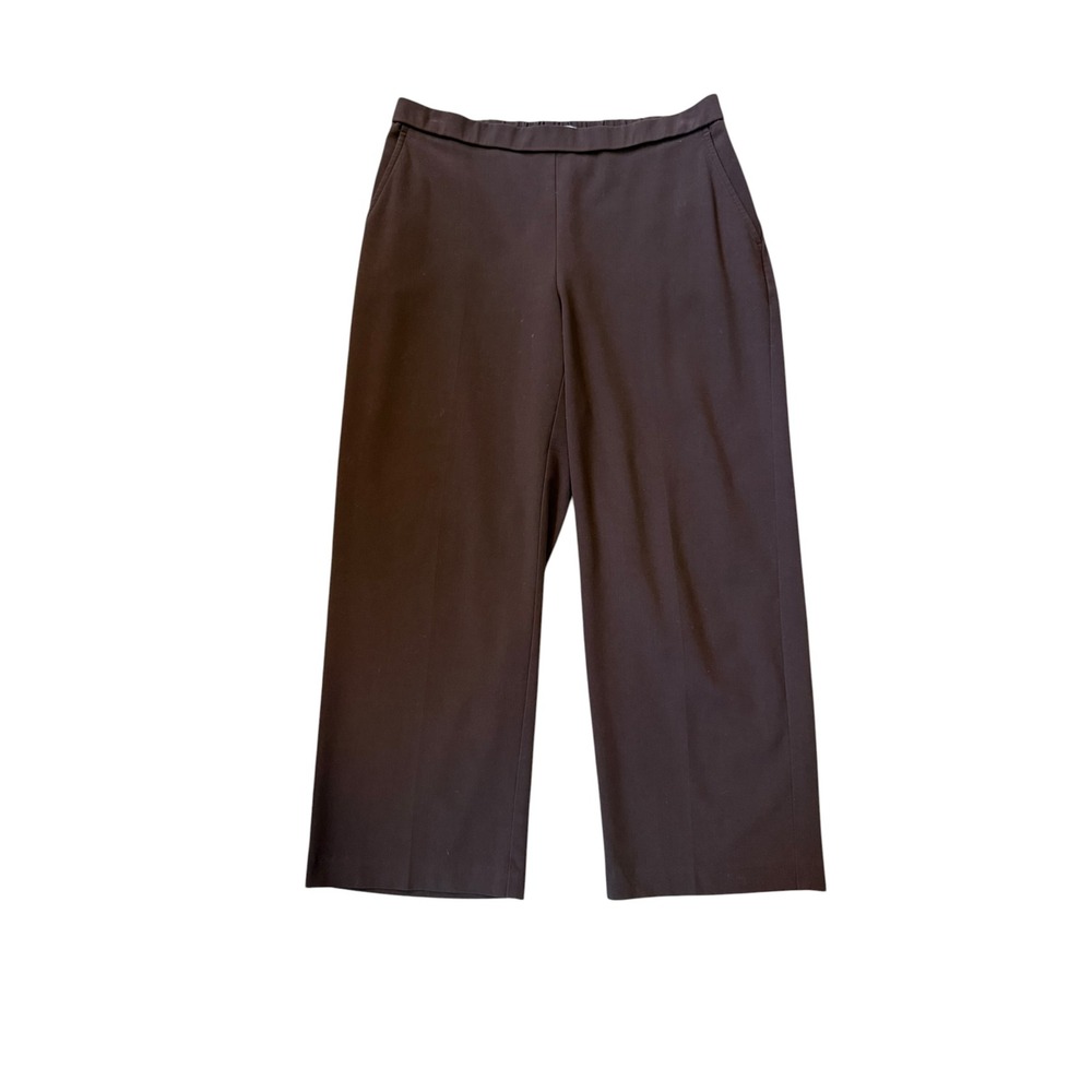 Croft & Barrow Petite Stretch Brown Wide Leg Cropped Pull On Pants 10PS